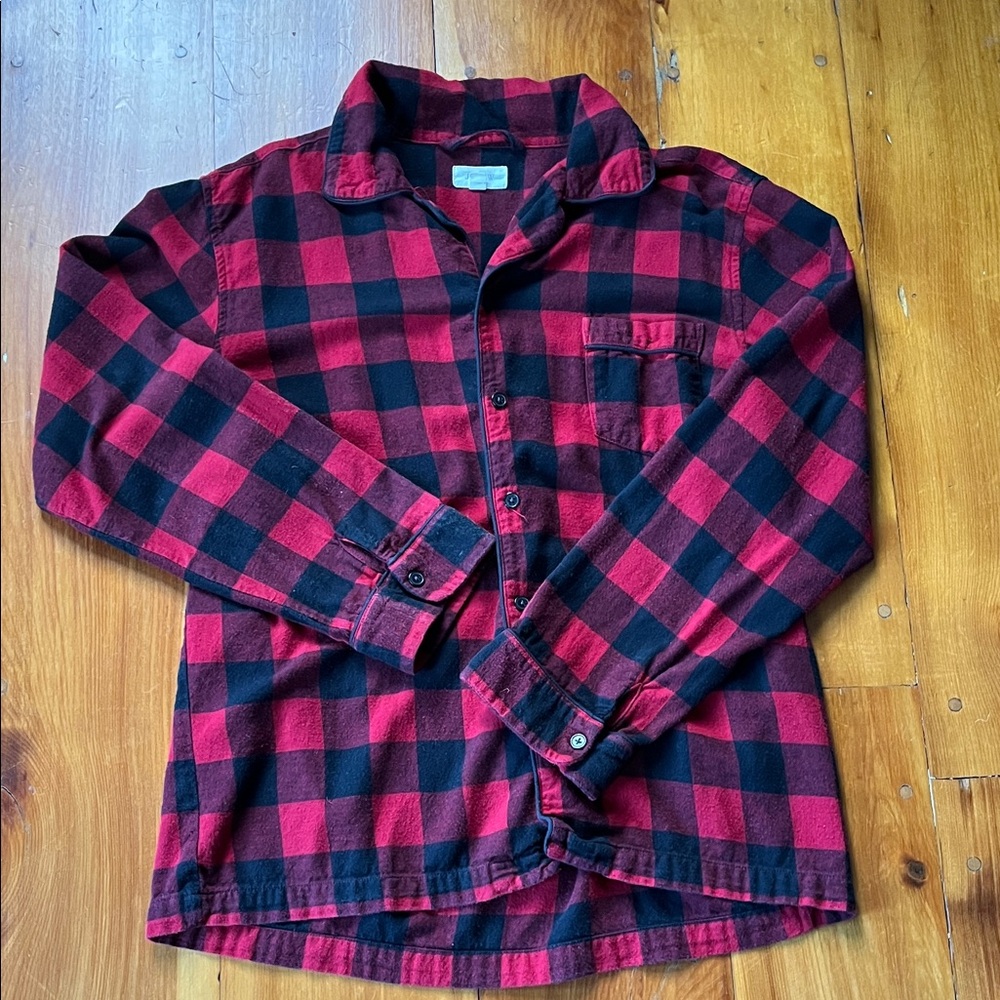 J. Crew Red and Black Checkered Men's Shirt, Medium